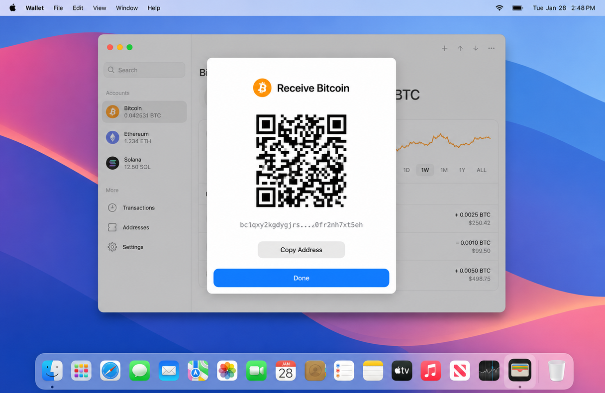 Receive Bitcoin in Wallet for Digital Assets